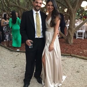 White by Vera Wang Vneck Halter Bridesmaid Gown